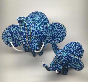 Elephant - Beaded Blue