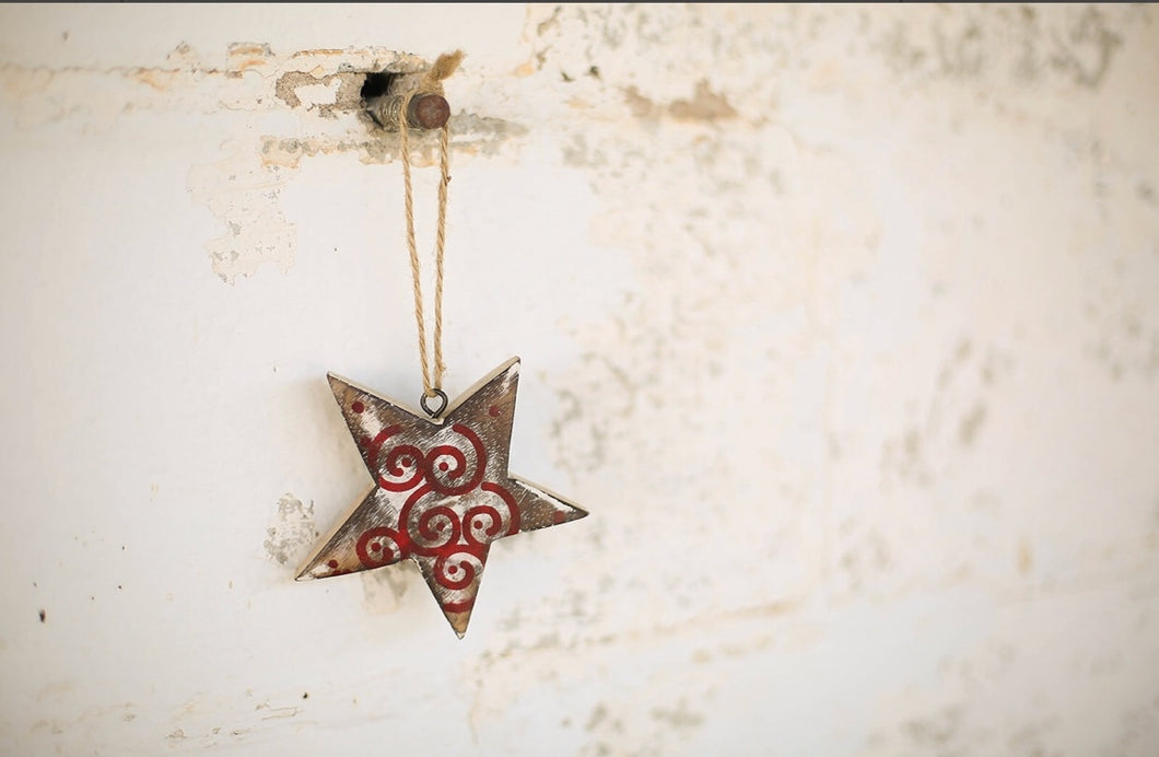 Red Spiral Star Ornament